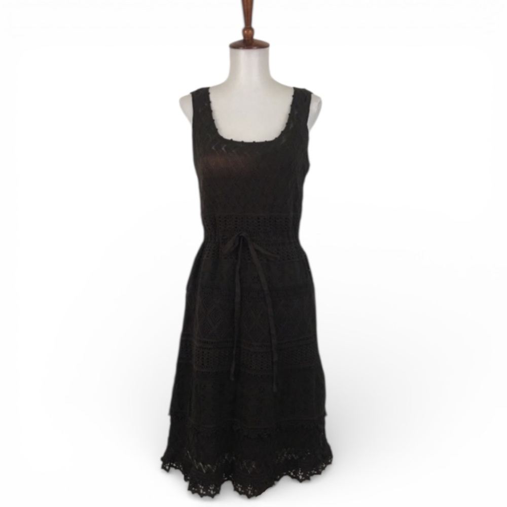 Cynthia Steffe Crochet Dress Women’s L Brown Scoop Neck‎ Sleeveless A-Line